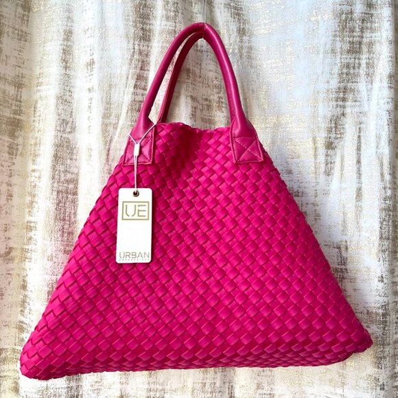 Ithaca Woven Neoprene Tote With Pouch Urban Expressions Magenta Vegan NWT - Picture 7 of 8